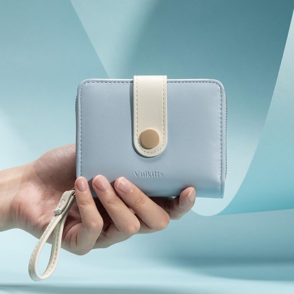 Women's Slim Faux Leather Bifold Wallet Card Holder with Coin Pocket & ID Window - Picture 3 of 7